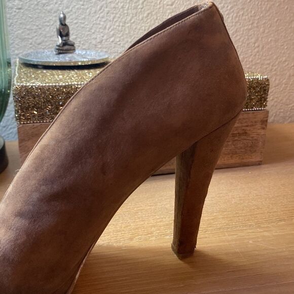 Michael Kors Tan Suede Heels Booties. Leather Size 9 Ankle Boot - Picture 7 of 16